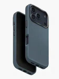 Чехол Uniq на iPhone 17 Pro, Lyden MagSafe, из премиальной экокожи, с металлической защитой камеры, синий