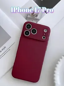 Чехол для iPhone 17 Pro бордовый, спелая вишня, мягкий, силиконовый.
