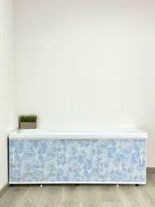 Экран под ванну Elegant 170 голубые блики, раздвижной, фасад пластиковый (ПВХ), алюминиевый профиль