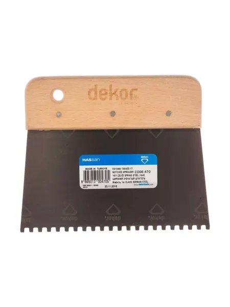 DEKOR Широкий шпатель 170х80 мм, зуб 4х4 мм