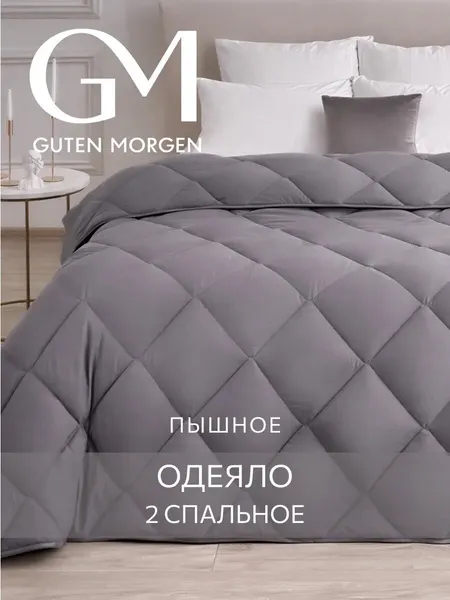 Одеяло, 2 спальное, 172х205 см Guten Morgen, Холлофайбер, Микрофибра, Softt цвет: Графит