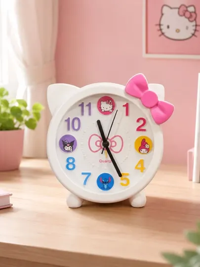 Часы Hello Kitty, детские часы, настольные часы, будильник, розовые часы