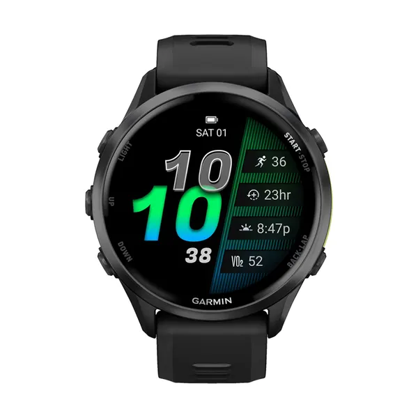 Умные часы Garmin Forerunner 970 47 мм угольно-серый DLC Titanium черный/прозрачный ремешок 010-02969-00