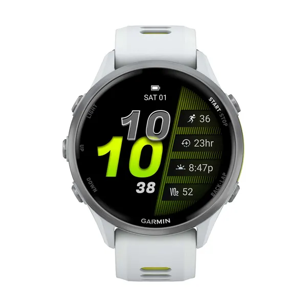 Умные часы Garmin Forerunner 970 47 мм с серебристым безелем и желто-белым ремешком 010-02969-11/010-02969-01
