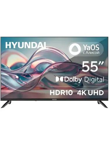Hyundai Телевизор H-LED55BU7012 HDR10, Smart TV, Wi-Fi, голосовое управление 55″ 4K UHD, черный