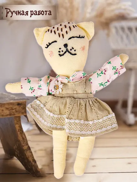 BabyTEC Мягкая игрушка «Кошечка Ромашка» ручная работа, 18 см