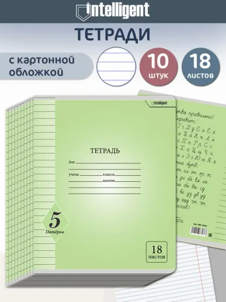 Intelligent Тетрадь 18 листов в линию 10 штук