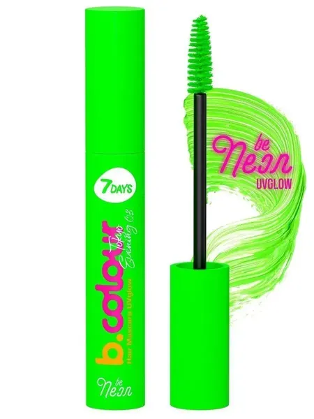 7DAYS Тушь для ресниц и волос цветная, зеленая B.COLOUR, UV NEON
