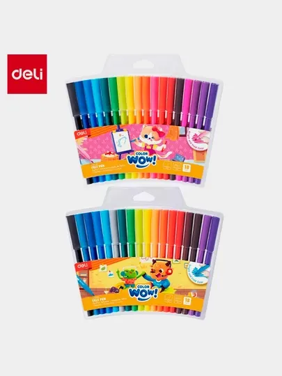 Фломастер смываемый COLORWOW! 18-цв Deli EC165-18