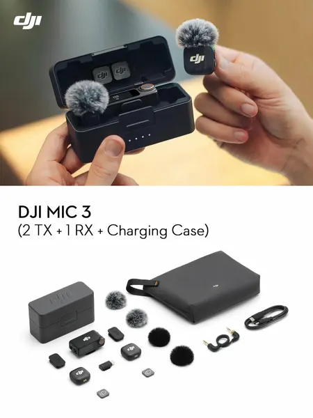 Беспроводной петличный микрофон DJI Mic 3 (2 TX + 1 RX+Charging Case) Черный