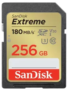 Карта памяти SanDisk Extreme, SDXC, 256 ГБ, V30, UHS-I, Class 3 (U3), Class 10 (SDSDXVV-256G-GNCIN)