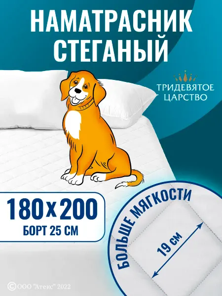 Тридевятое царство (Домашний текстиль Т37) Наматрасник 180х200 стеганый защитный
