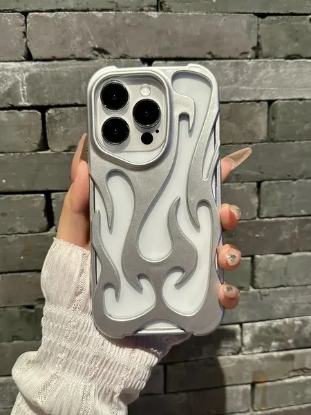 Чехол О'кейси "Пламя", для iPhone 13 Pro Max, серебристый, стильный