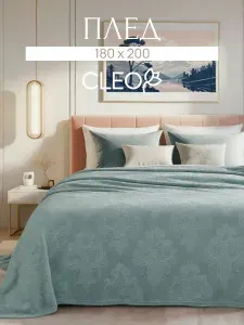 Плед 180х200 однотонный двуспальный Cleo покрывало на кровать и диван велсофт в тубусе