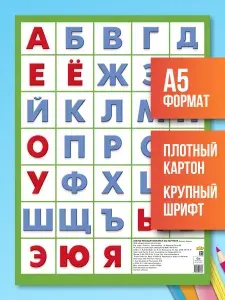 Обучающий плакат Азбука русская без картинок 180х260 мм