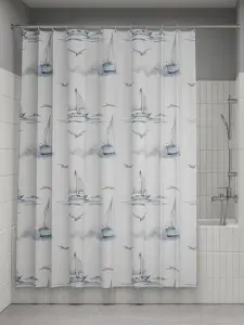 Штора для ванной комнаты и душа IDDIS, 180x200 см, тканевая, водонепроницаемая, полиэстер, с кольцами, BO02P18i11