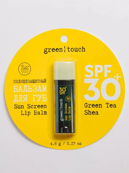 Бальзам Green Touch, SPF 30+, для губ, увлажняющий, с ароматом зеленого чая