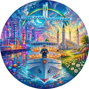 Деревянный пазл "Нижний Новгород. Речной круиз", 30х30см, 189 деталей / Фигурный / Сувенир для взрослых и детей