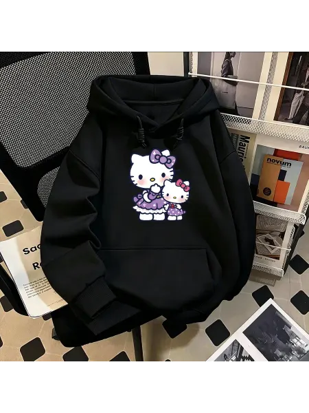 Повседневная толстовка с капюшоном и принтом HelloKitty