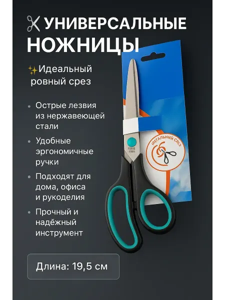 KasTrio Ножницы универсальные 19,5 см для дома и рукоделия
