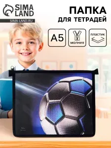 Папка для тетрадей А5, 190 х 230 х 50 мм, молния сверху, пластиковая, Calligrata "Мяч"
