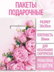 Пакет подарочный, 19х30 см, 30 мкм, 10 шт.