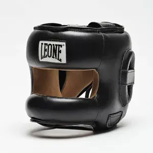 Боксерский шлем с бампером, тренировочный натуральная кожа Leone 1947 CS425 - Black (M)