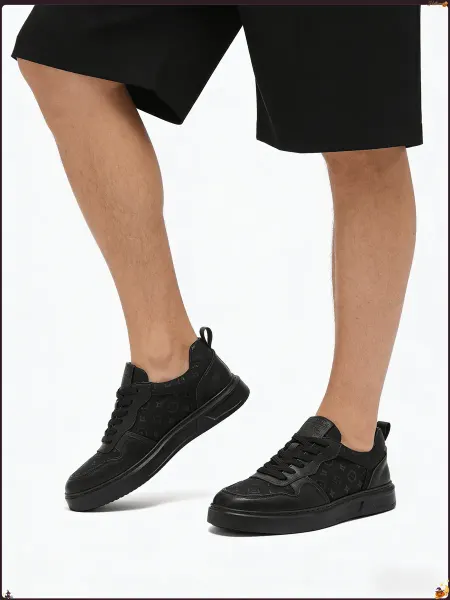 Nike Кеды черные с узором, кожа, повседневные