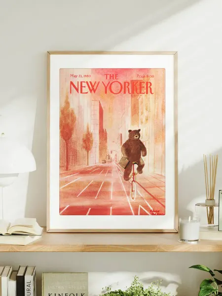 Постер A3 "The New Yorker - Медведь на велосипеде - 1983"