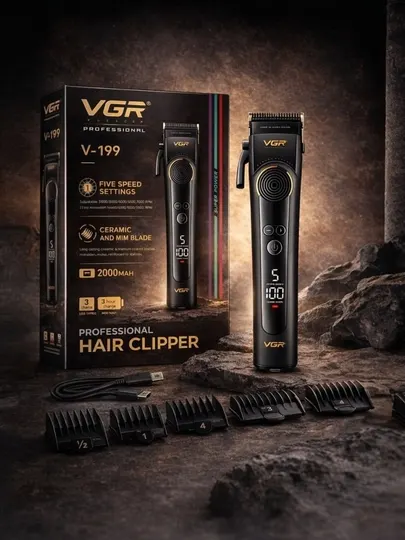 VGR - 199, Профессиональный, черный, машинка для бритья и ухода за волосами для мужчин