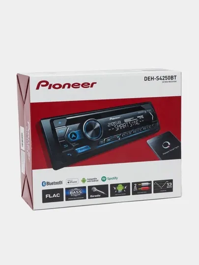Автомагнитола PIONEER DEH-S4250BT Bluetooth AUX USB CD 1DIN черная для автомобиля