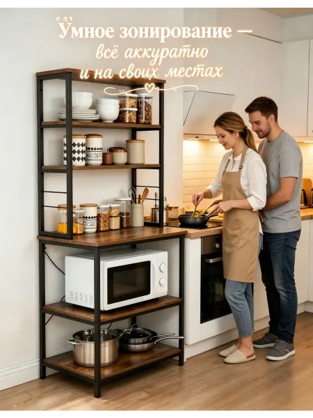 Стеллаж для микроволновки на кухню, металлический
