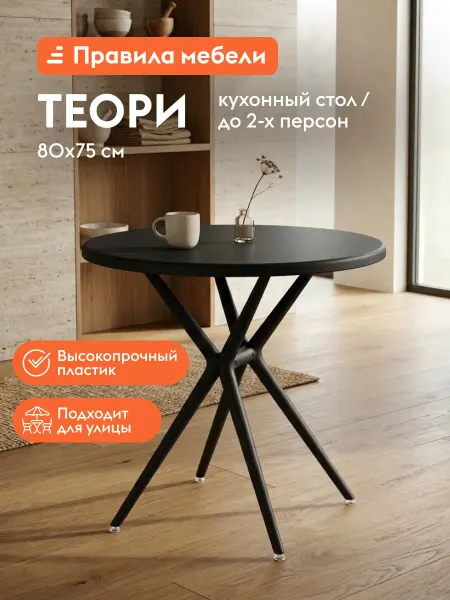 Кухонный стол Теори Черный, пластик