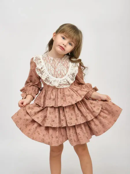 DaniellaKids Платья нарядные для девочек из фланели праздничные в садик