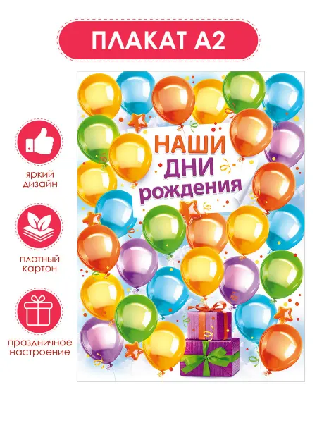 ТМ открытая планета Плакат наши дни рождения для детского сада школы большой А2