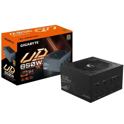Блок питания для ПК Gigabyte 850W, 20+4 pin, 4 + 4pin, 6 + 2 PCI-E, 8*SATA, 3*MOLEX, черный, 80+ Gold (RTL) GP-UD850GM PG5
