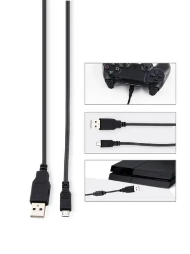 Кабель USB Micro USB для зарядки джойстика Dualshock 4 PS4 2 метра / Кабель шнур для зарядки геймпада PlayStation 4 / Slim / Pro 200 cм