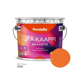 Краска для холодильников и бытовой техники FINNTELLA JAA KAAPPI. Цвет RAL 2008 Ярко-красно-оранжевый (Bright red orange), 2,7л