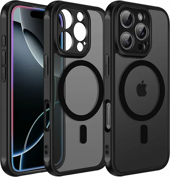 Чехол Creative Case для Apple iPhone 16 Pro Max (айфон 16 про макс) магнитный, MagSafe (магсейф), противоударный, черный