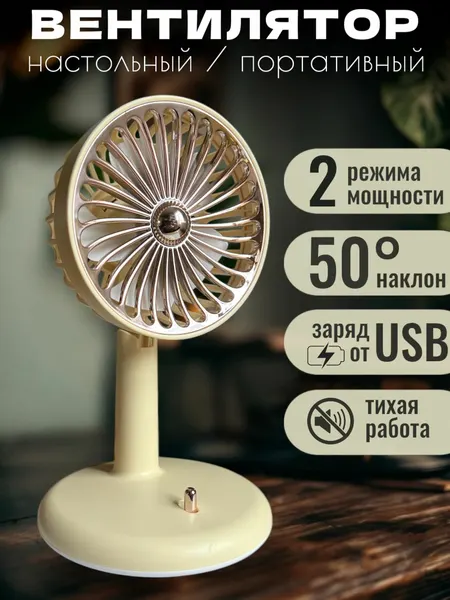 Вентилятор настольный портативный 22 см наклонный 2 режима мощности VITTOVAR
