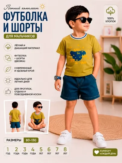 Летний комплект для мальчиков: футболка и шорты