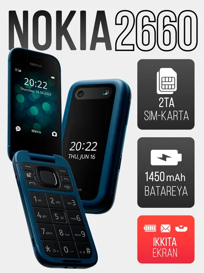 Телефон кнопочный Nokia 2660 Flip, с 2 сим картами, телефон лягушка