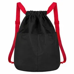Рюкзак спортивный мешок HEIKKI PACK (ХЕЙКИ), 2 отделенения, увеличенный объем, 40х35 см, черно-красный, 272420-4027