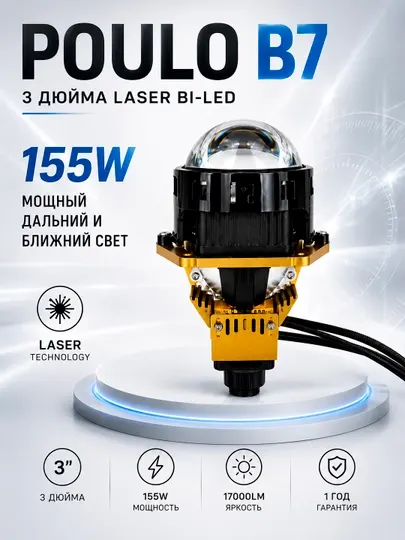 Автомобильные светодиодные линзы 2.5 и 3 дюйм, Bi-LED линзы для фар, Poulo B1 и B3