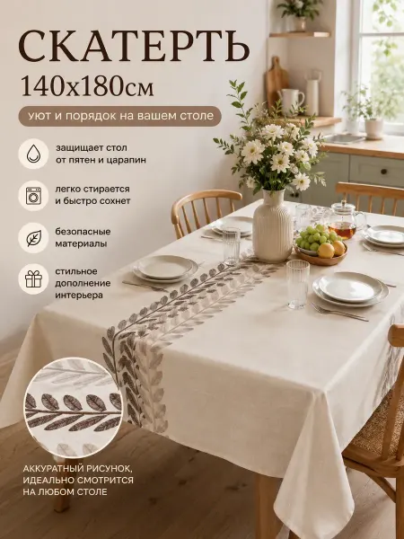 Xiaomi Скатерть для обеденного стола 140×180 см