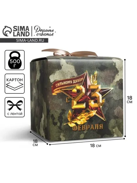 Дарите Счастье Подарочная коробка 18х18 см для 23 февраля, 2 шт
