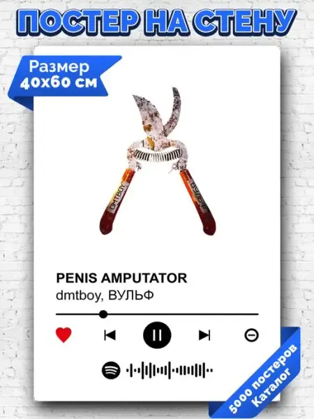 Arthata-spotify постер Спотифай постер Спотифай постер dmtboy ВУЛЬФ - PENIS AMPUTATOR 40х60