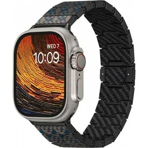 Карбоновый браслет Pitaka для Apple Series 9-1, SE и Ultra 2 / Ultra (40 41 42 44 45 49мм) - Stairs