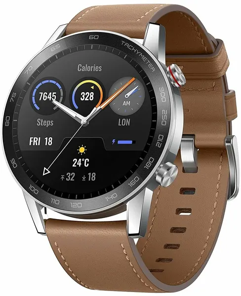 Умные часы HONOR MagicWatch 2 46 мм GPS, кожаный ремешок, льняной коричневый