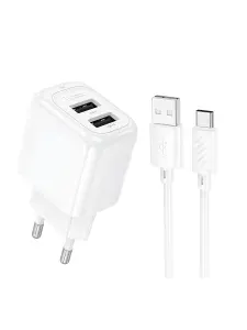 СЗУ на 2 порта USB Type-A 2.4A С кабелем Type-C